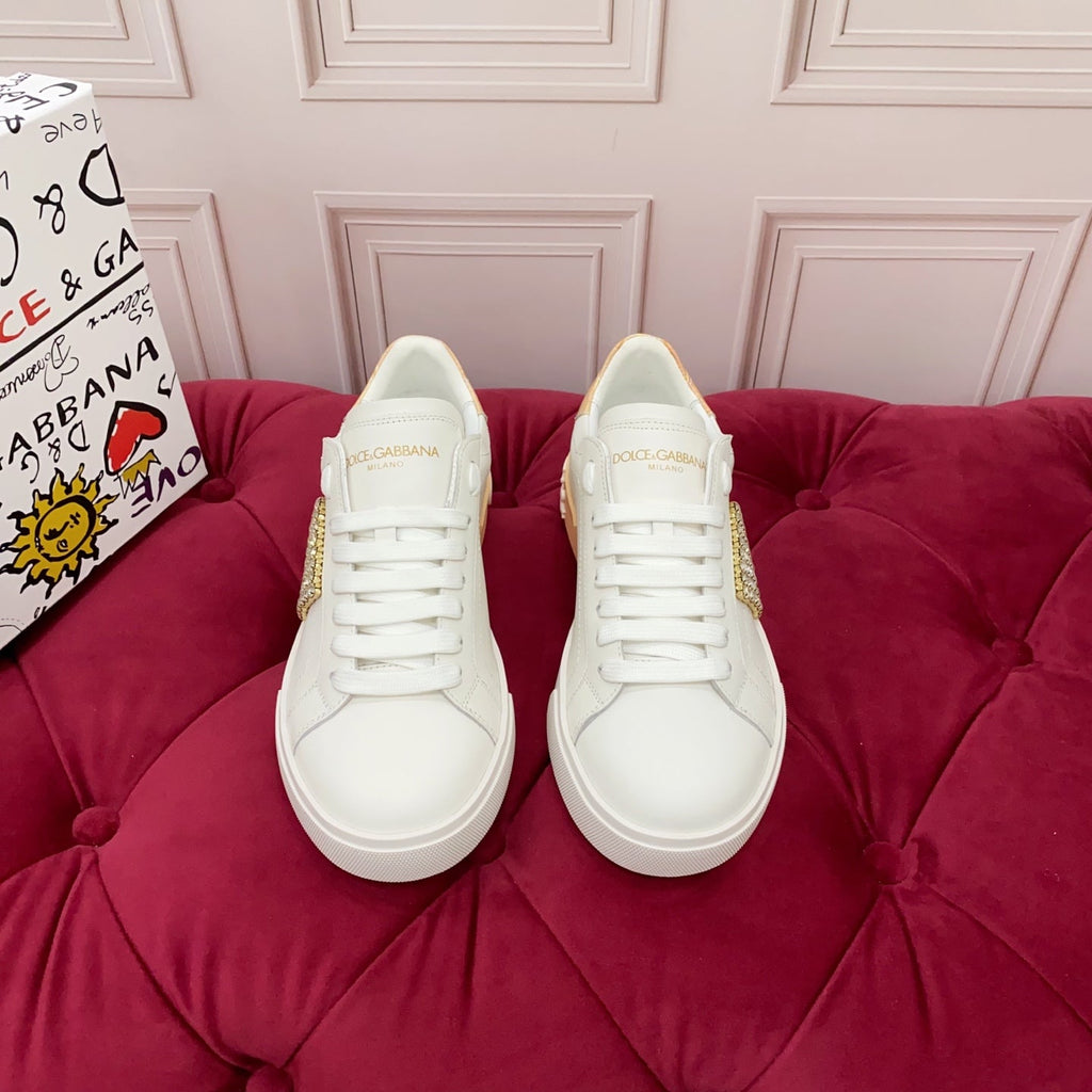 DC 25 Portofino   Sneakers Yellow White Cowhide & Rhinestone Silk 333875