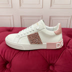 DC 25 Portofino   Sneakers Pink White Cowhide & Rhinestone Silk 333877