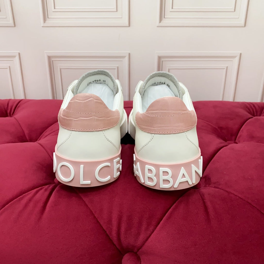DC 25 Portofino   Sneakers Pink White Cowhide & Rhinestone Silk 333877