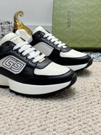 GG Men's Sneaker Black White Sheepskin 524704