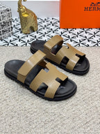 HM Men's Chypre Slide Moss Green Cowhide 542931