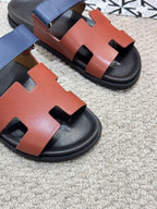 HM Men's Chypre Slide Brown Blue Cowhide 542932