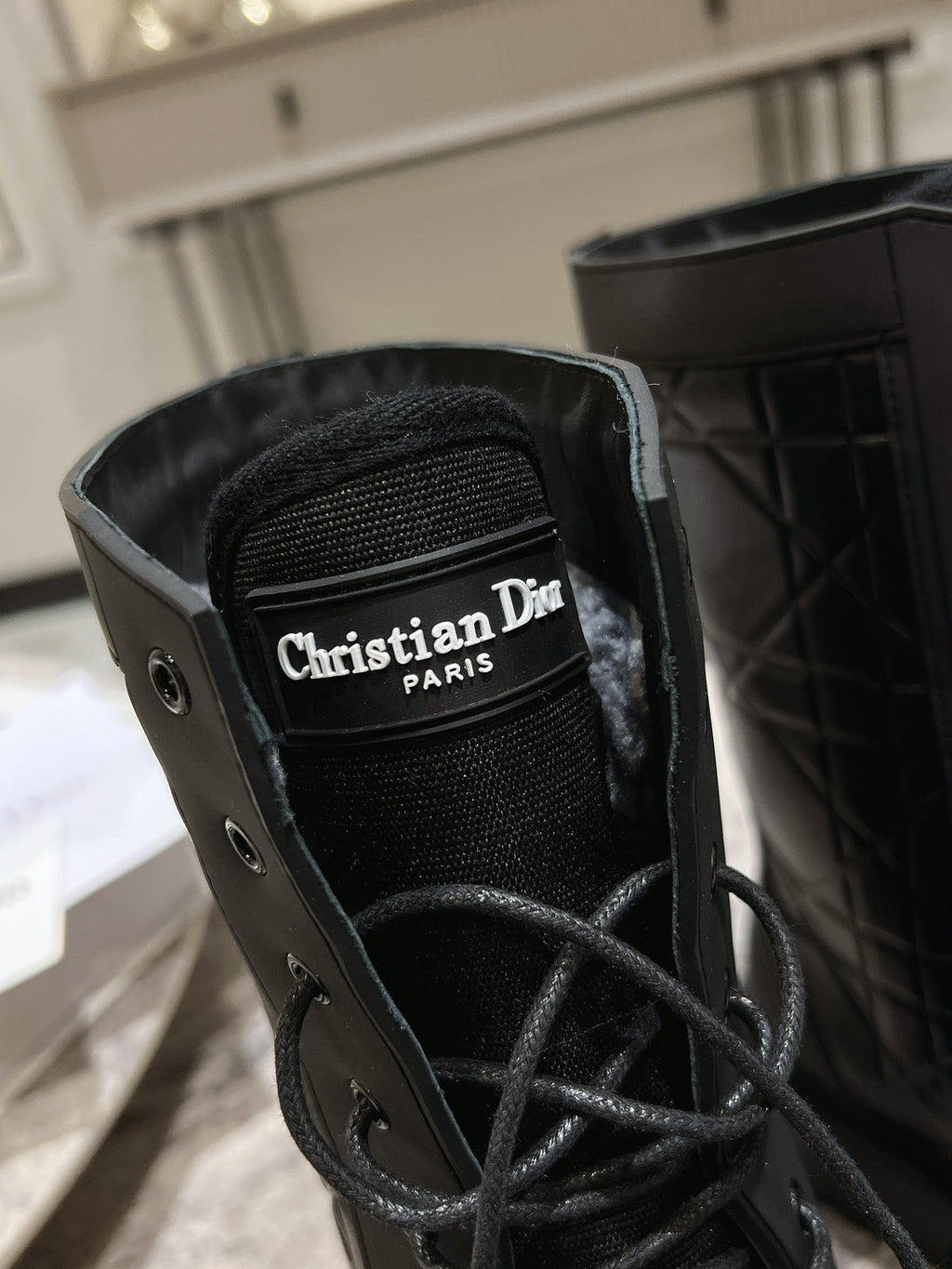 CD- D-Leader Ankle Boot 45mm Black Calfskin And Fleece Lining