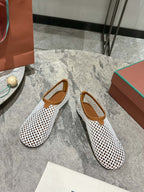 LP hollow knit ballet flats white   leather 379025