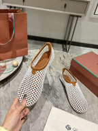 LP hollow knit ballet flats white   leather 379025