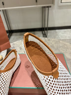 LP hollow knit ballet flats white   leather 379025