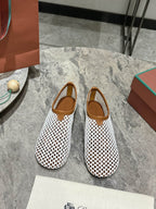 LP hollow knit ballet flats white   leather 379025