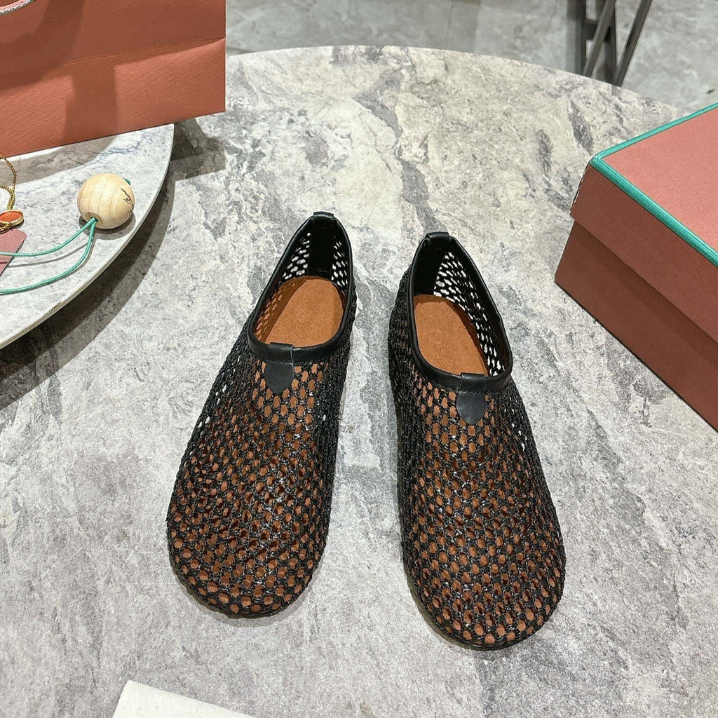 LP hollow knit ballet flats black   leather 379023