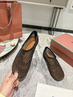 LP hollow knit ballet flats black   leather 379023