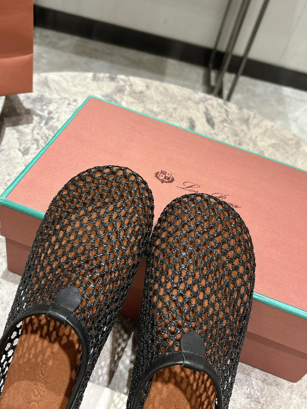 LP hollow knit ballet flats black   leather 379023