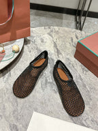 LP hollow knit ballet flats black   leather 379023