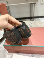 LP hollow knit ballet flats black   leather 379023