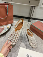 LP hollow knit ballet flats beige   leather 379024
