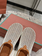 LP hollow knit ballet flats beige   leather 379024