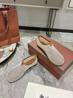 LP hollow knit ballet flats beige   leather 379024