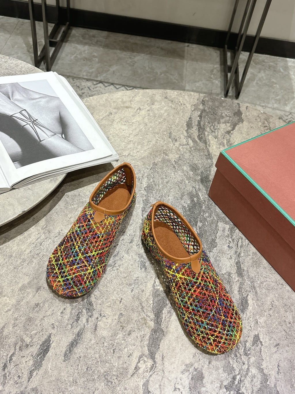 LP hollow knit ballet flats multicolor   leather 379022