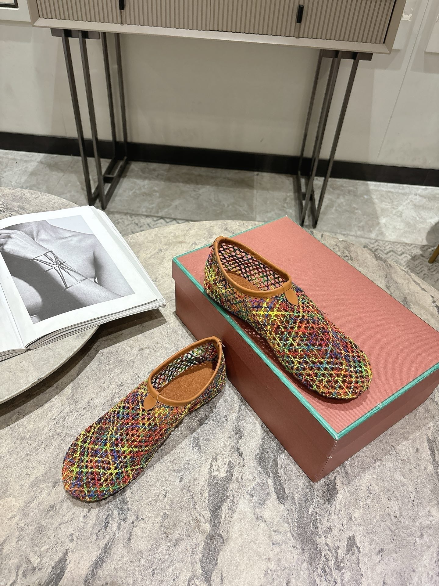 LP hollow knit ballet flats multicolor   leather 379022