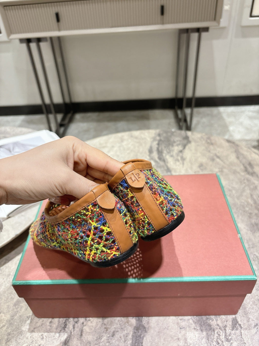 LP hollow knit ballet flats multicolor   leather 379022