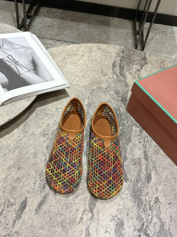 LP hollow knit ballet flats multicolor   leather 379022
