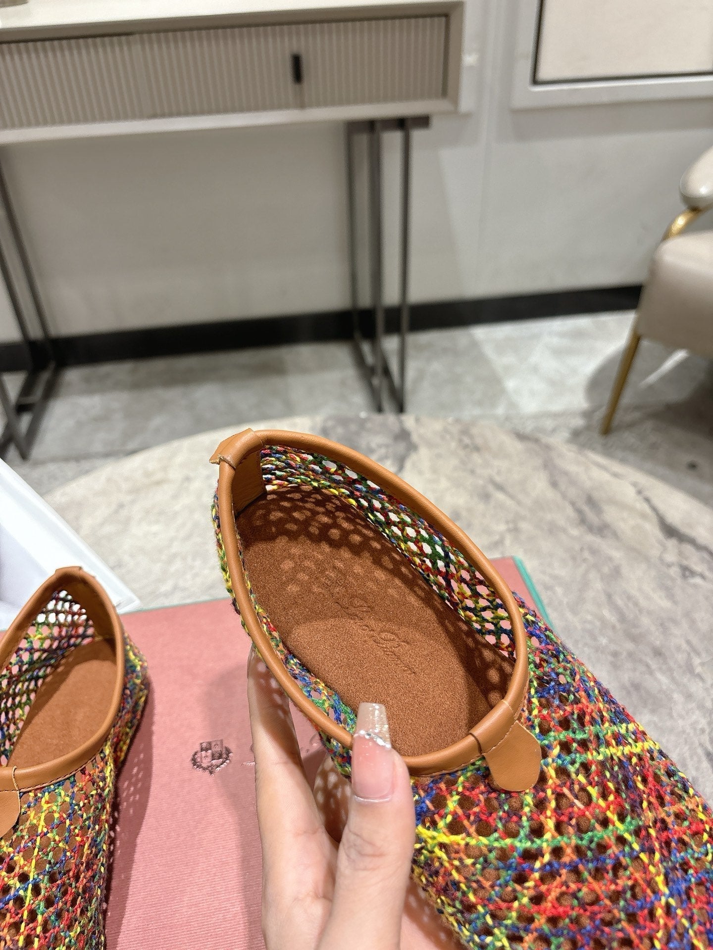LP hollow knit ballet flats multicolor   leather 379022