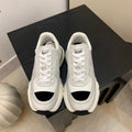 Chanel Sneakers Gray Black Leather And Mesh Fabric 537187