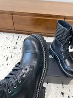 CC Ankle Boots Flat Quited Black Calfskin 529286