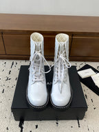 CC Ankle Boots Flat Quited White Calfskin 529287