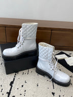 CC Ankle Boots Flat Quited White Calfskin 529287