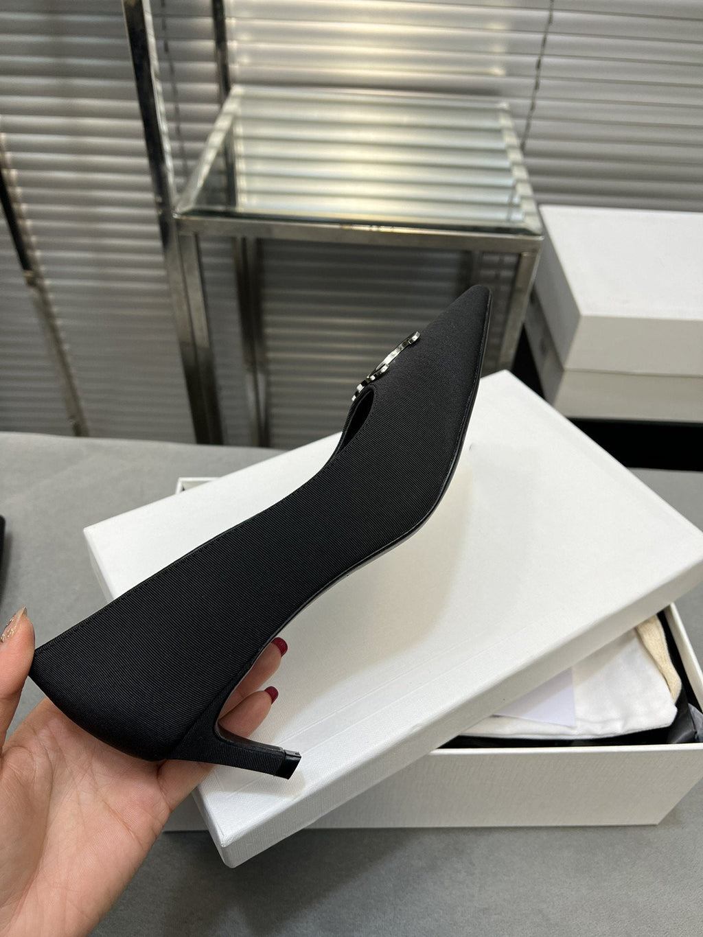 cl pumps 50 black grosgrain