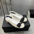 slingbacks flat white bowl glitter sequins