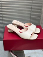 Viv Diamond Sole Mules White Cowhide 267688