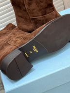 Prada 25 Boot Brown Suede Sheepskin 499844