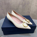 CD 26 High-Heeled 40 Pumps White Cowhide 594575