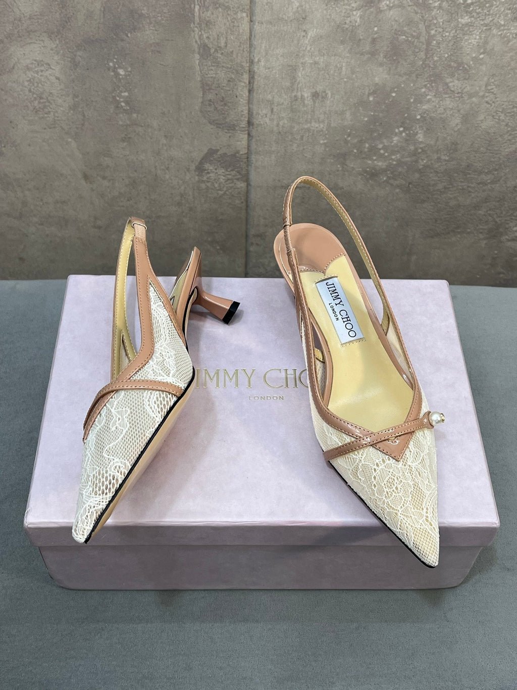 Jimmy 26 Amita Pump 45mm Beige Mesh 682975