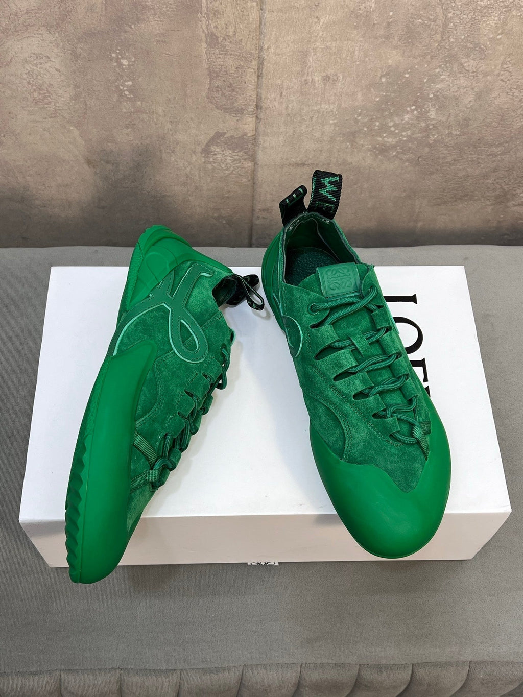 LOEW 26s Grip Sneaker Teal Green Suede Sheepskin 682762