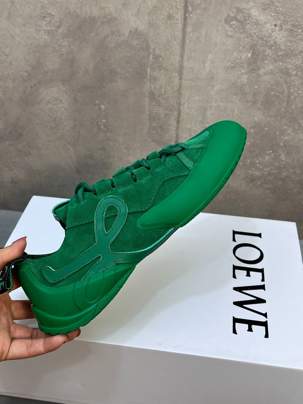 LOEW 26s Grip Sneaker Teal Green Suede Sheepskin 682762