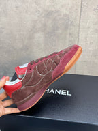 Chanel 26s Sneakers In Dark Brown And Burgundy Red Suede Quilted Cc Logo