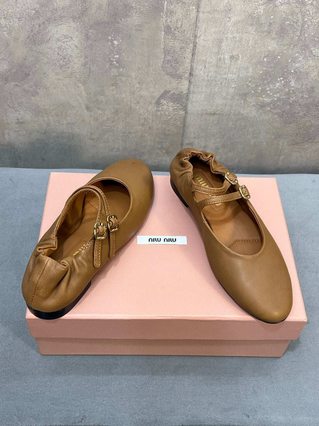 Miu 26s Ruches Ballerinas Brown Nappa Leather 682644