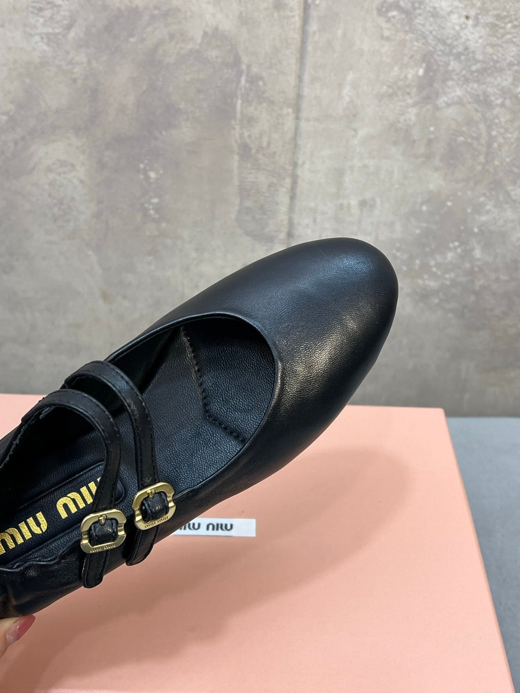 Miu 26s Ruches Ballerinas Black Nappa Leather 682646