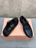 Miu 26s Ruches Ballerinas Black Nappa Leather 682646