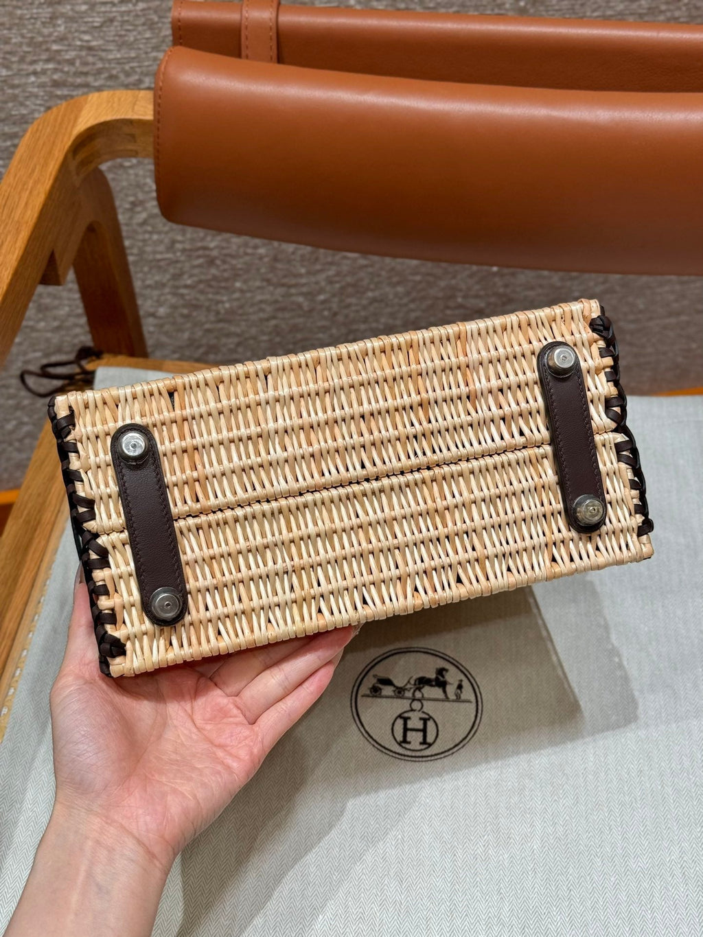 HM BIRKIN 25 CM PICNIC CHOCOLATE BAMBOO AND RATTAN