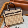 HM BIRKIN 25 CM PICNIC CHOCOLATE BAMBOO AND RATTAN