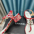 cc thong sandal 40 red white calfskin