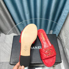 mule sandal quilted red calfskin