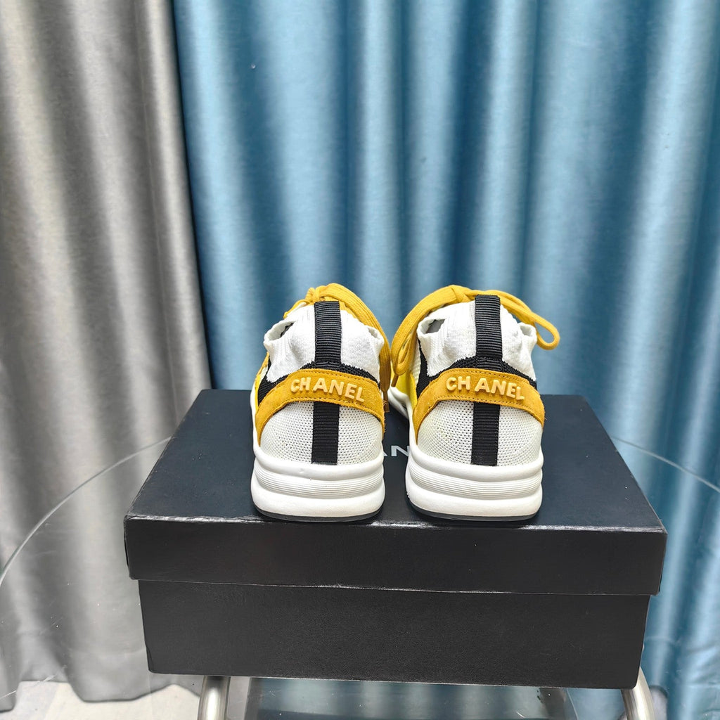 CC Sneaker Yellow White Suede And Polyester Mesh Fabric