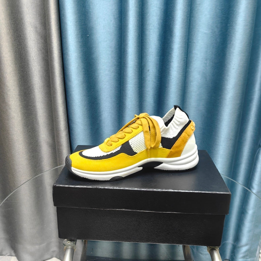 CC Sneaker Yellow White Suede And Polyester Mesh Fabric