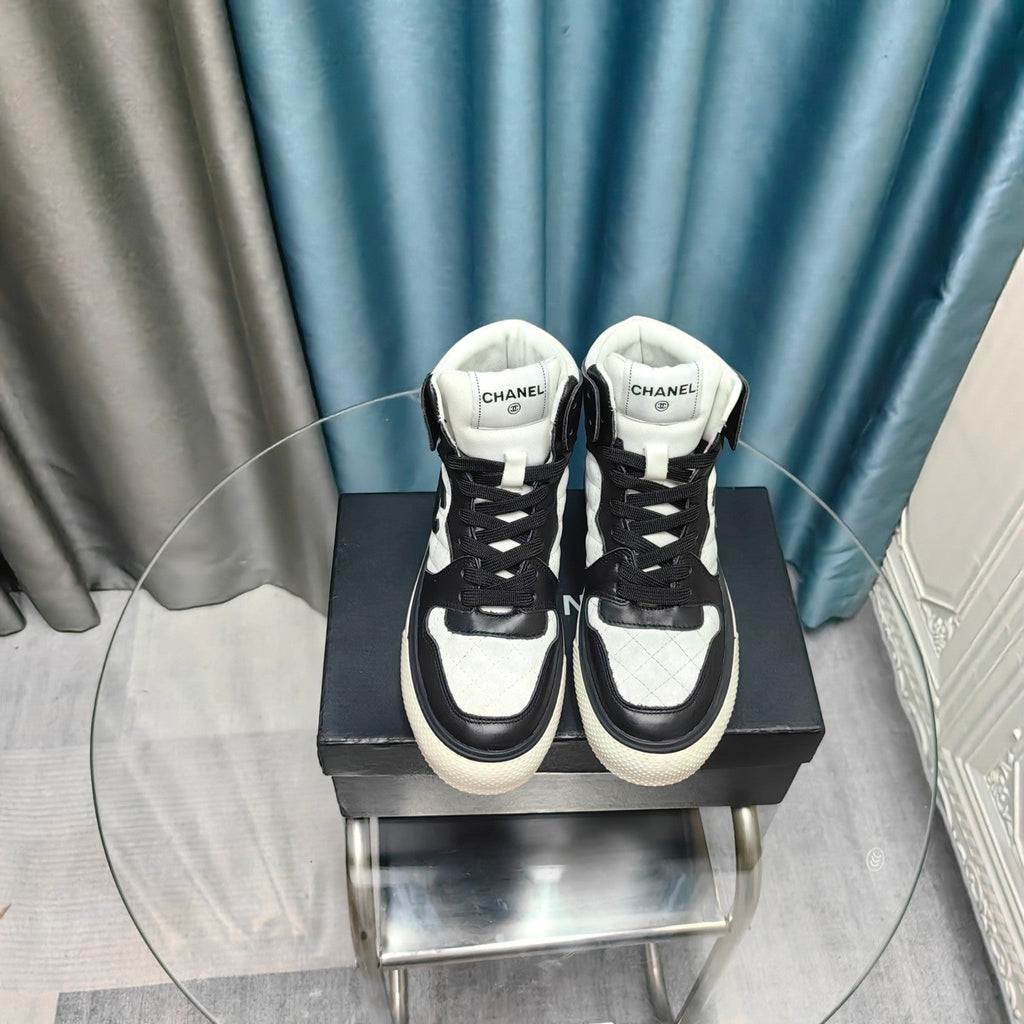 CC High Top Sneaker Black White Calfskin