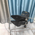 CC High Boots Black Cowhide And Lambskin