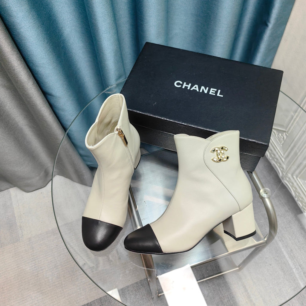 CC Ankle Boots White Cowhide
