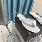 CC Thong Grey Velvet Silver Strass
